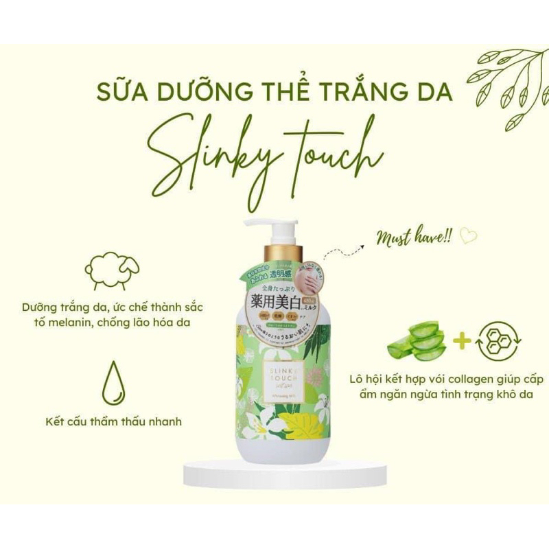Sữa Dưỡng Trắng Da Body Slinky Touch Self Spa Whitening Milk Dược Mỹ Phẩm  480ml Nhật Bản | Shopee Việt Nam
