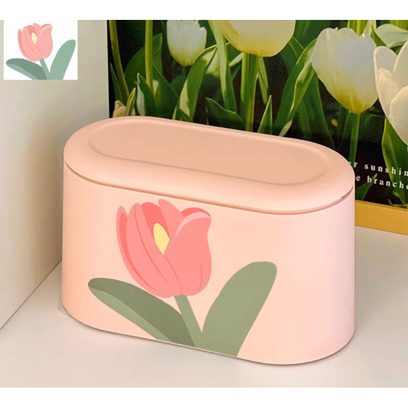 Thùng rác mini văn phòng hoa tulip xinh xắn