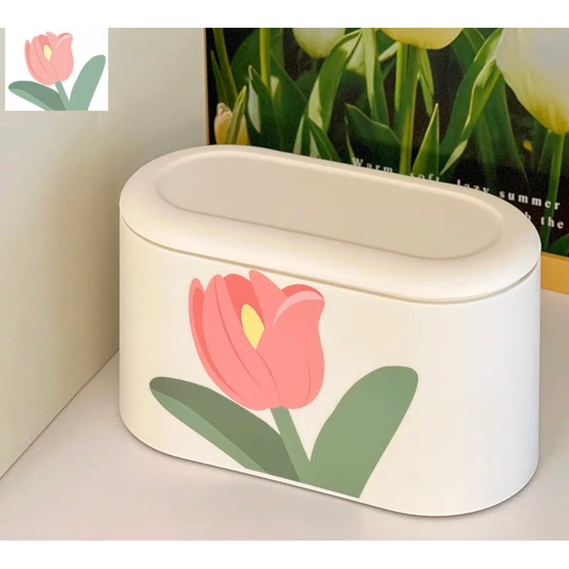 Thùng rác mini văn phòng hoa tulip xinh xắn