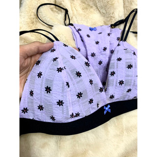 Bộ đồ lót, áo bralette chấm bi tím xốp nhún handmade by MiMi house