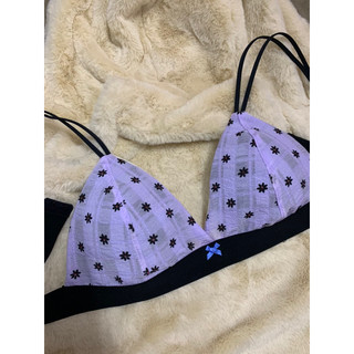 Bộ đồ lót, áo bralette chấm bi tím xốp nhún handmade by MiMi house