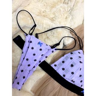 Bộ đồ lót, áo bralette chấm bi tím xốp nhún handmade by MiMi house