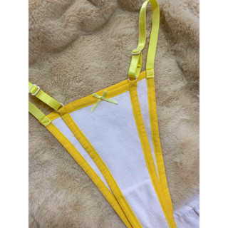 #245 Bộ đồ lót, áo bralette không gọng cotton thông hơi phối vàng