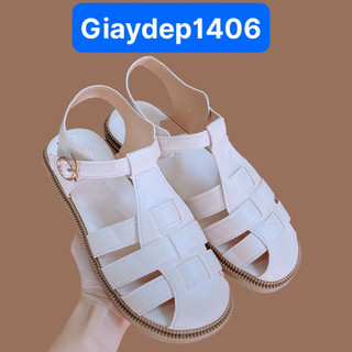 (Lùi 1 size) Giày Sandal Rọ nữ đan 3 NAN, Quai da siêu mềm phong cách Nhật đế cao 2.5cm