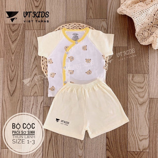 Bộ cộc tay thun lạnh cho bé, bộ bé trai bé gái cài cúc chéo petit siêu mềm mát - quần áo cho trẻ sơ sinh
