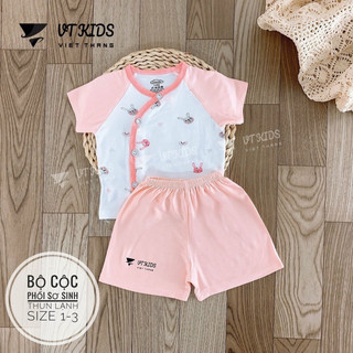 Bộ cộc tay thun lạnh cho bé, bộ bé trai bé gái cài cúc chéo petit siêu mềm mát - quần áo cho trẻ sơ sinh