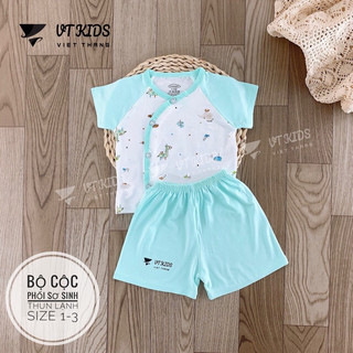 Bộ cộc tay thun lạnh cho bé, bộ bé trai bé gái cài cúc chéo petit siêu mềm mát - quần áo cho trẻ sơ sinh