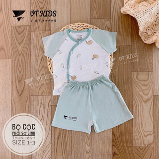 Bộ cộc tay thun lạnh cho bé, bộ bé trai bé gái cài cúc chéo petit siêu mềm mát - quần áo cho trẻ sơ sinh