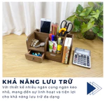 Combo: Kệ gỗ để bàn KG22M668 và hộp cắm bút đôi HB22M110 bằng gỗ để bàn làm việc cao cấp phong cách sang trọng ADOTA — ảnh 8