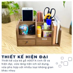 Combo: Kệ gỗ để bàn KG22M668 và hộp cắm bút đôi HB22M110 bằng gỗ để bàn làm việc cao cấp phong cách sang trọng ADOTA — ảnh 7