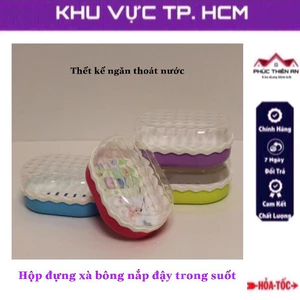 Hộp đựng xà bông nắp đậy trong suốt có ngăn ráo nước