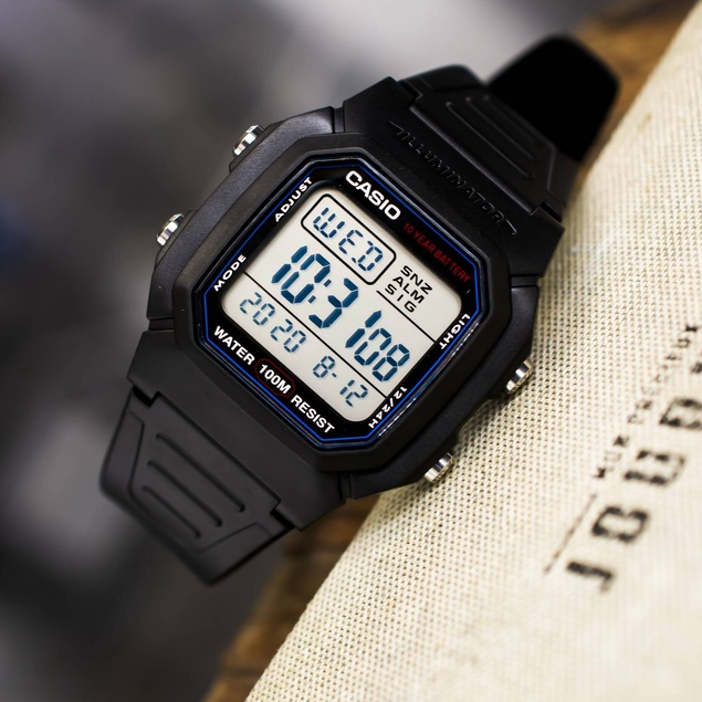 Ảnh Đồng Hồ Casio Nam Điện Tử W-800H-1AVDF Mặt Vuông Dây Cao Su Chính Hãng 2