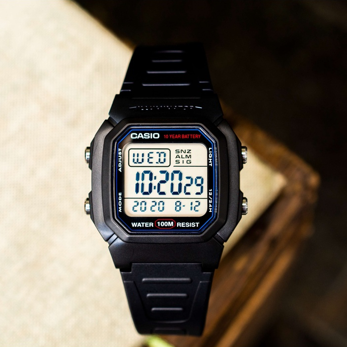 Ảnh Đồng Hồ Casio Nam Điện Tử W-800H-1AVDF Mặt Vuông Dây Cao Su Chính Hãng 3