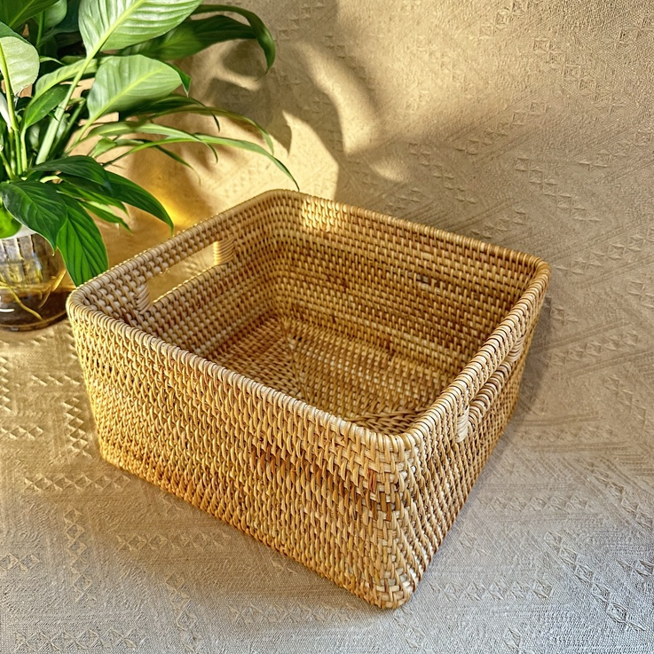 Giỏ Mây Guột ONGTRE Hình Vuông Đựng Đồ Đa Năng, Vật Dụng Trong Nhà Tiện Lợi