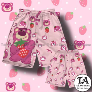 QUẦN ĐÙI GẤU DÂU LOTSO CUTE - Quần Short lững Cartoon Unisex - Quần đùi nam nữ Freesize 38-68kg TUEANHSTORE