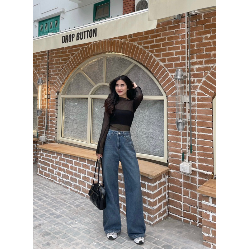 Quần jeans ống loe rộng 6963 NỮ the.sweaterweather TSW (ảnh thật)