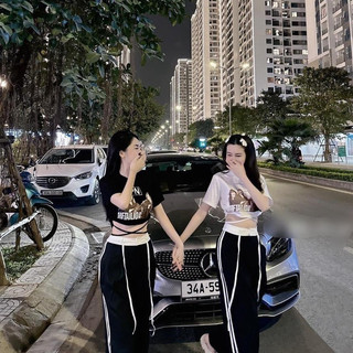 Set Bộ Đồ Nữ Áo Croptop SPIN Dây Buộc Bụng MIx Quần Suông Phối Cạp Freesize