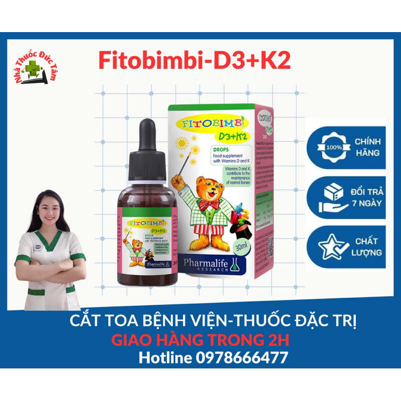 [CHÍNH HÃNG] TPBVSK FITOBIMBI D3+K2 Bổ sung Vitamin D3 và K2 Shopee