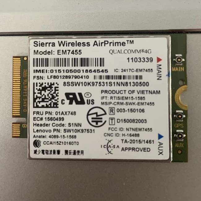 Card WWAN 4G LENOVO <EMEM7430><EMEM7455>( Cũ) dùng cho Thinkpad L460 L560 T460 T460s T460p T560 P40 P50 P70 P50s X1 gen