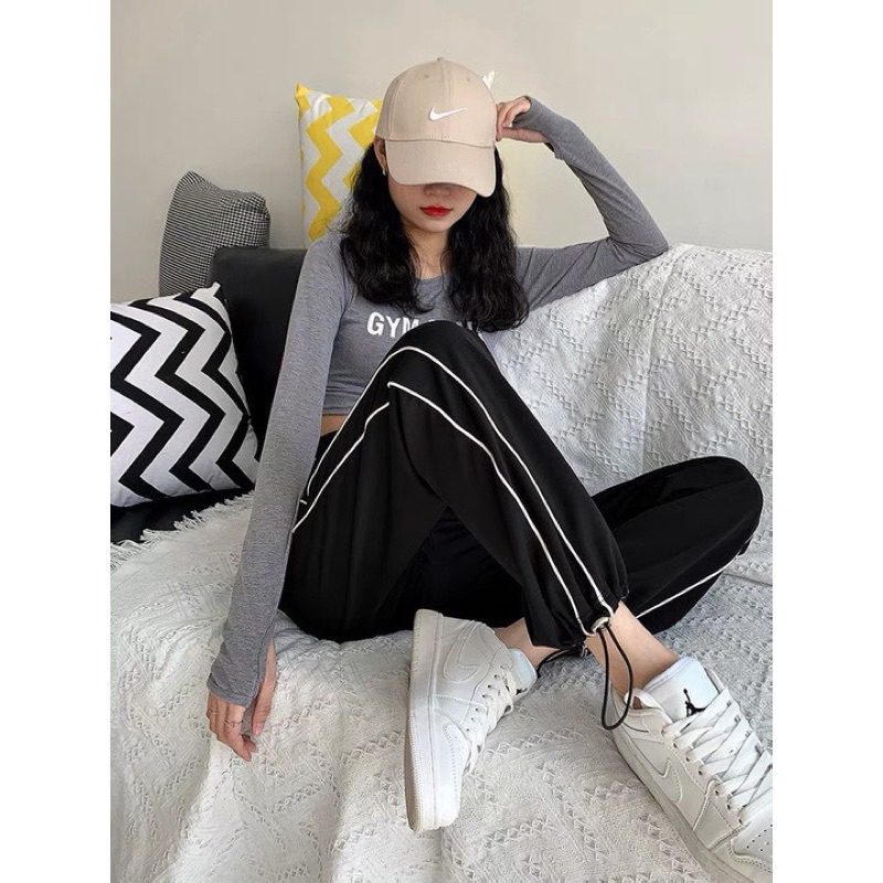 Quần Jogger thun dây rút 2 sọc nhỏ Unisex