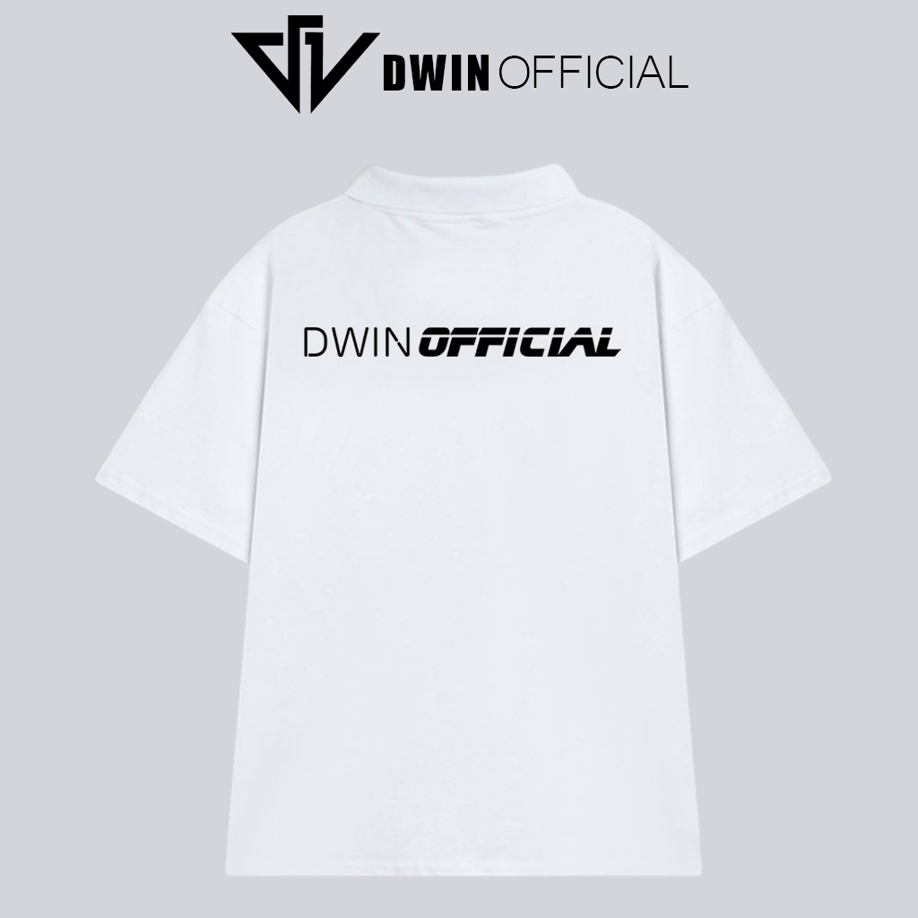 Ảnh Áo polo nam nữ in brand Dwin tee cổ bẻ basic form rộng phông tay lỡ unisex oversize 3