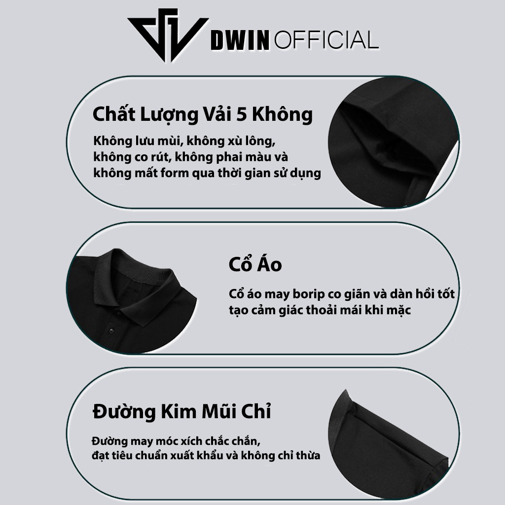 Ảnh Áo polo nam nữ in brand Dwin tee cổ bẻ basic form rộng phông tay lỡ unisex oversize 2