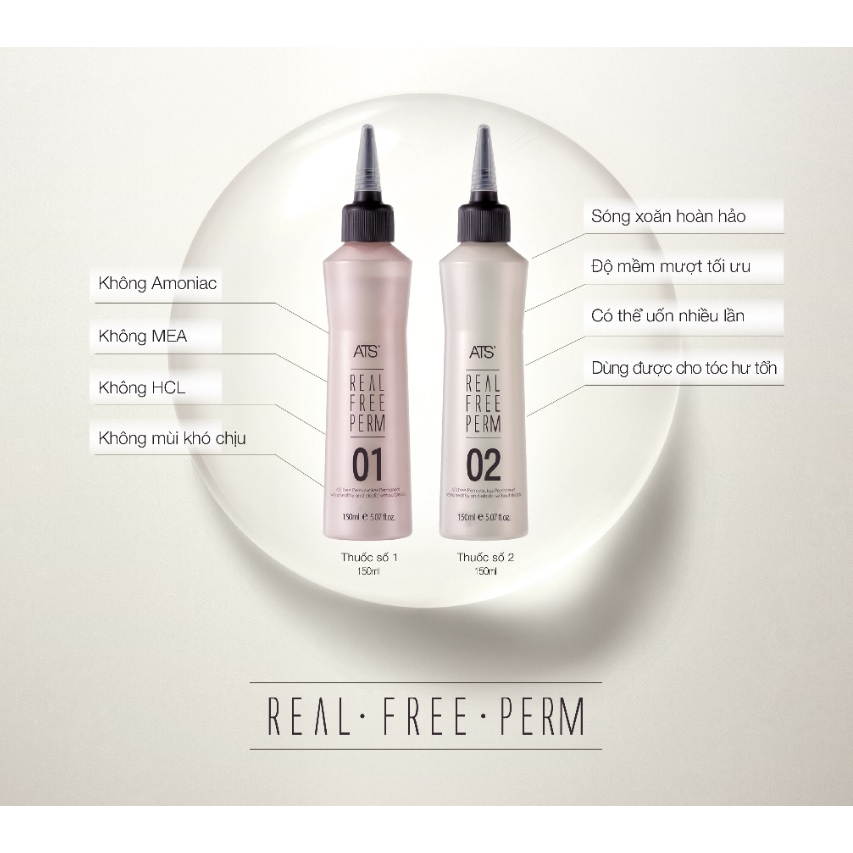 Bộ sản phẩm uốn - Create - ATS Real Free Perm - Khử mùi tóc uốn, tăng độ phồng sóng xoăn (150ml) - LT2026