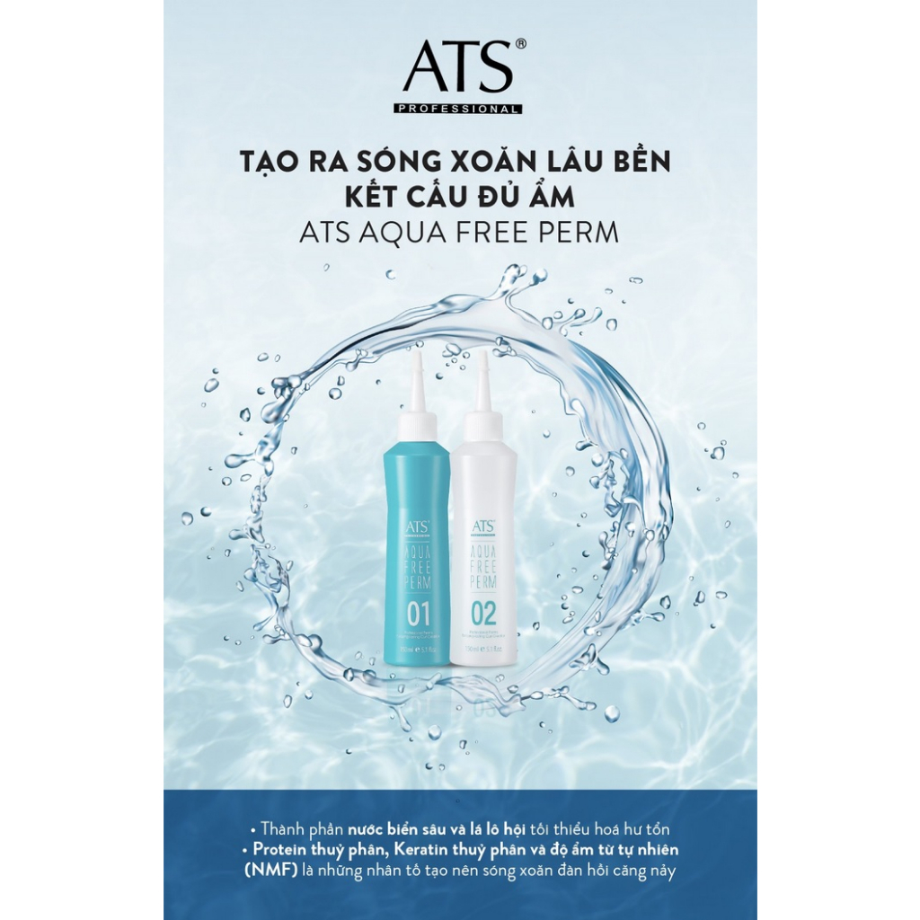 Bộ sản phẩm uốn - Create - ATS Aqua Free Perm - Tạo sóng xoăn lâu bền, kết cấu đủ ẩm (150ml x 2) - LT2026