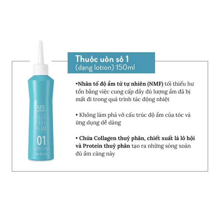 Bộ sản phẩm uốn - Create - ATS Aqua Free Perm - Tạo sóng xoăn lâu bền, kết cấu đủ ẩm (150ml x 2) - LT2026