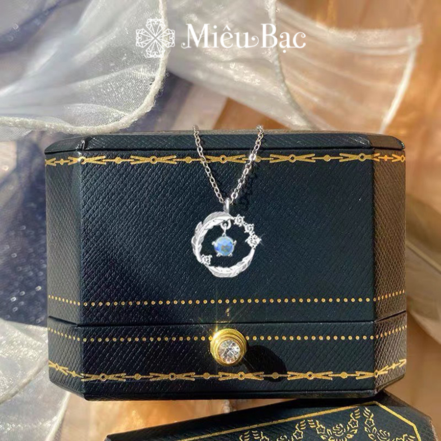 Ảnh Dây chuyền bạc nữ Miêu Bạc vòng cổ lông vũ đá mặt trăng moonstone chất liệu bạc s925 thời trang phụ kiện trang sức MD27 2