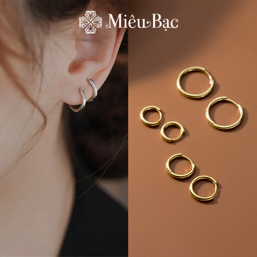 Ảnh Khuyên tai bạc nam nữ tròn trơn chốt bấm Miêu Bạc đủ size chất liệu bạc S925 phụ kiện trang sức B400071 MB01 (1 chiếc) 2