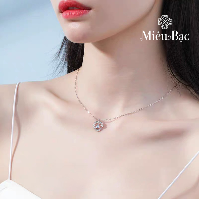 Ảnh Dây chuyền bạc nữ Miêu Bạc vòng cổ lông vũ đá mặt trăng moonstone chất liệu bạc s925 thời trang phụ kiện trang sức MD27 1