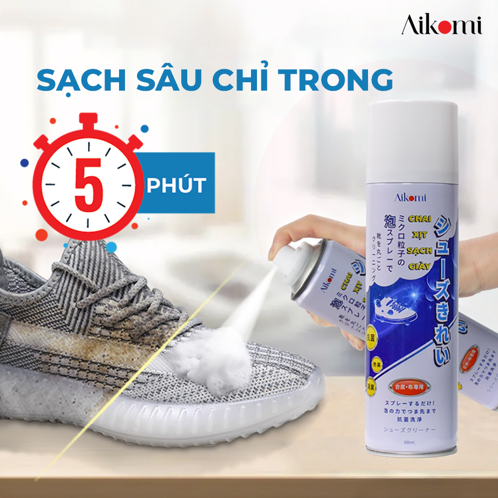 Ảnh Chai xịt tạo bọt vệ sinh giày sneaker Aikomi cao cấp làm sạch nhanh - Dung tích 300ml 1