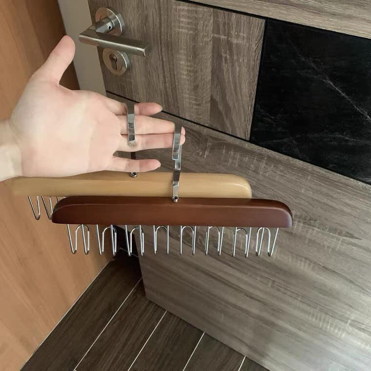 Móc Gỗ Treo Đồ Đa Năng, Móc Treo Đồ Lót, Khăn, Thắt Lưng, Cà Vạt, Áo 2 Dây Tiện Dụng Có Thể Xoay 360 Độ