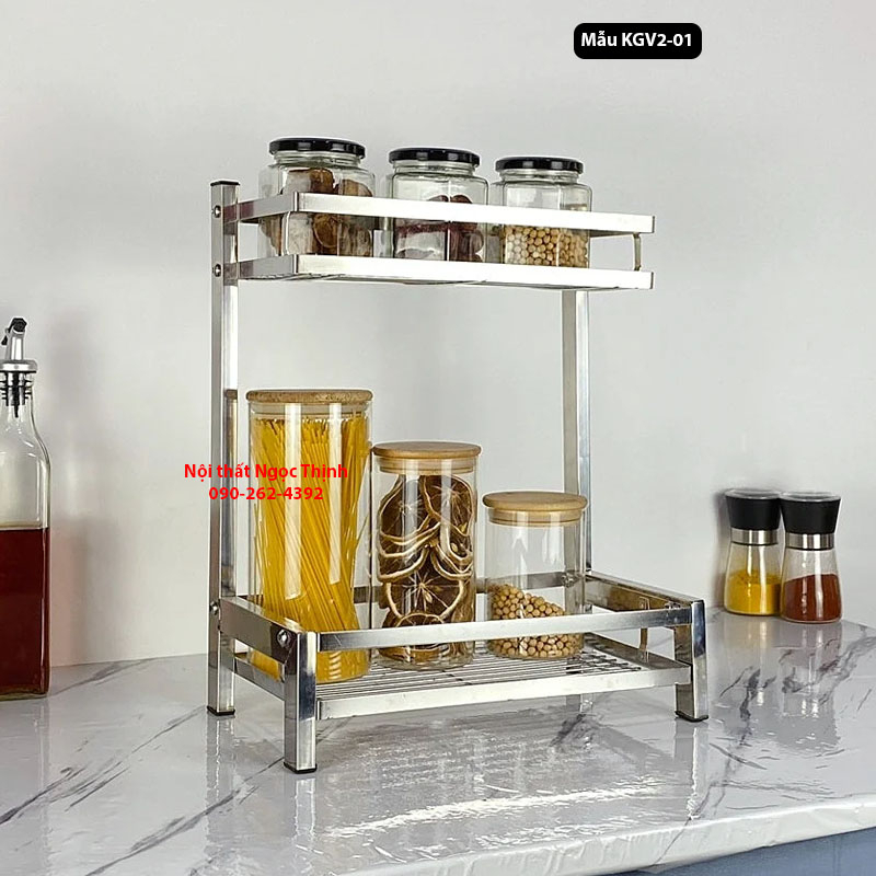 Kệ gia vị inox 304 không gỉ HÀNG CHUẨN 1 tầng và 2 tầng Kệ inox thẳng ...