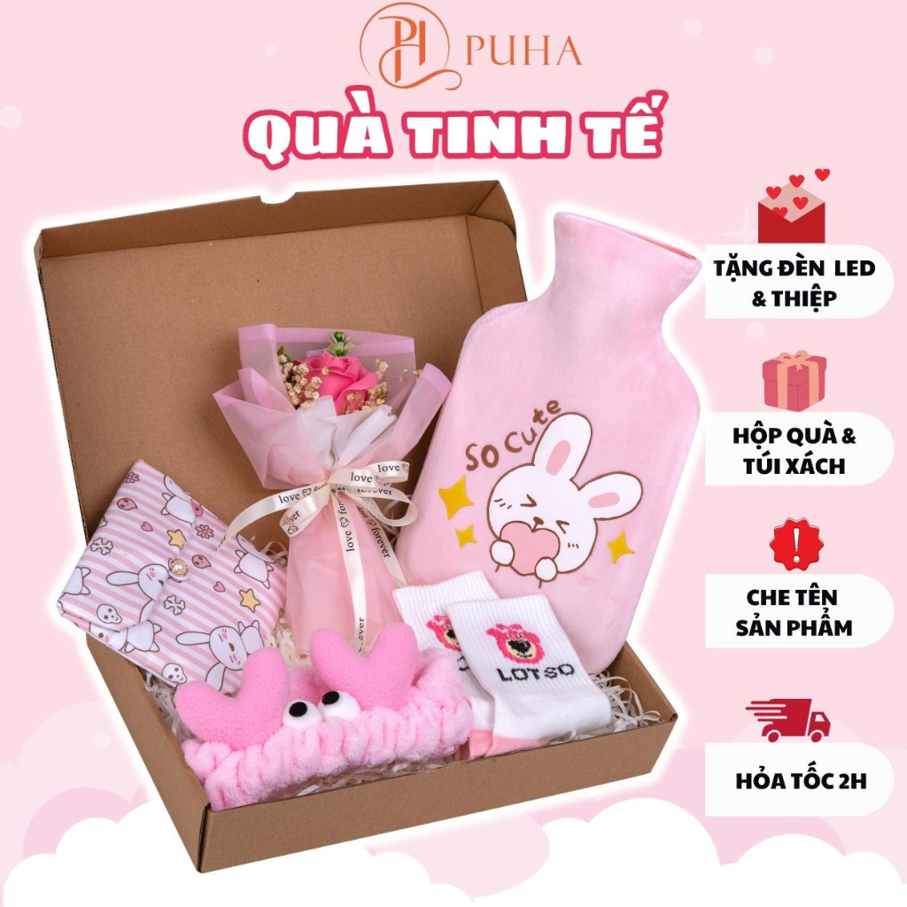 Ảnh Quà tặng 8/3 có túi chườm bụng kinh nóng lạnh đa năng chăm sóc bạn gái Puha 1000ml 1
