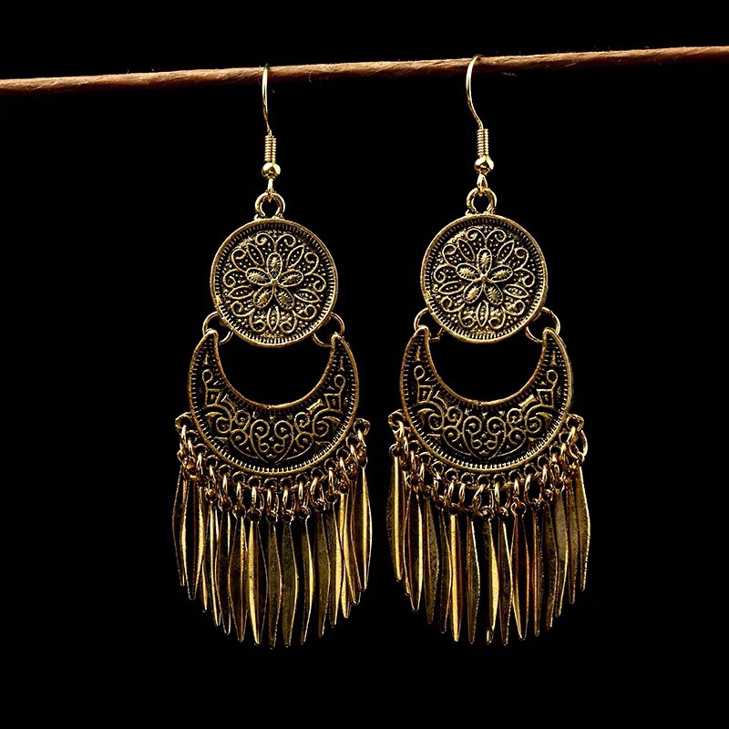 Bông Tai / Khuyên Tai Hình Chuông Màu Vàng Phong Cách Boho Thời Trang Nữ