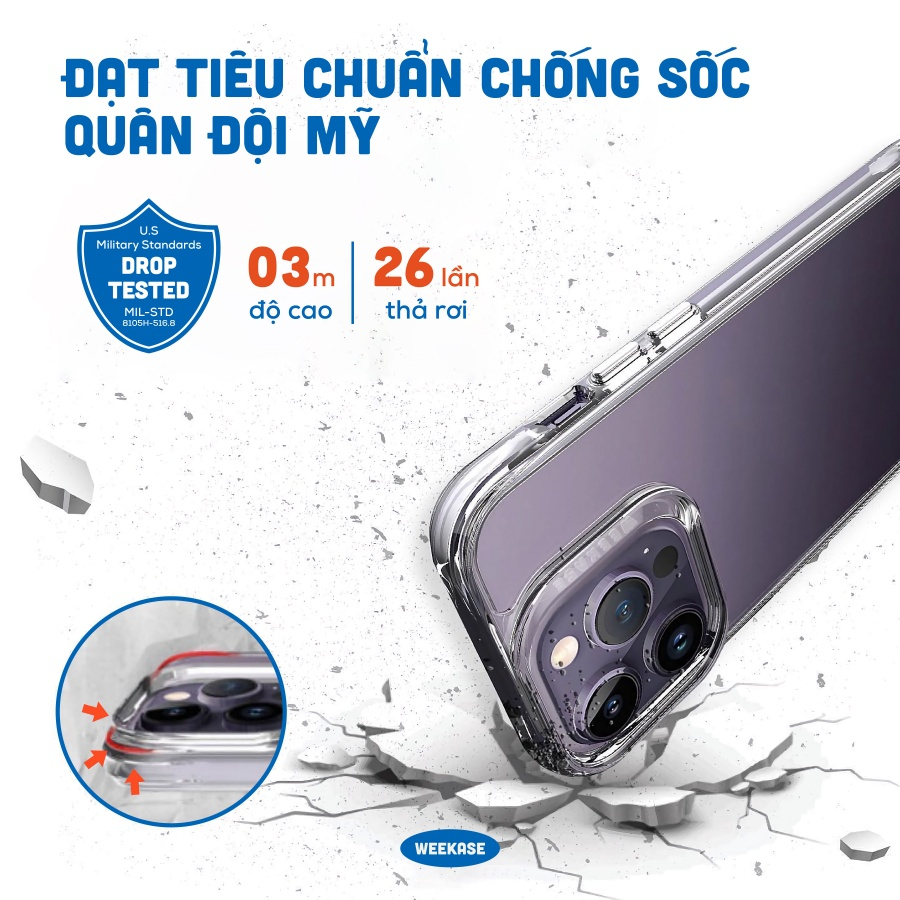 [CÓ QUÀ] Ốp cứng chống sốc lên tới 3m độc quyền Weekase GearX Crystal Impact Case - Đạt Tiêu Chuẩn Quân Đội Mỹ | BigBuy360 - bigbuy360.vn