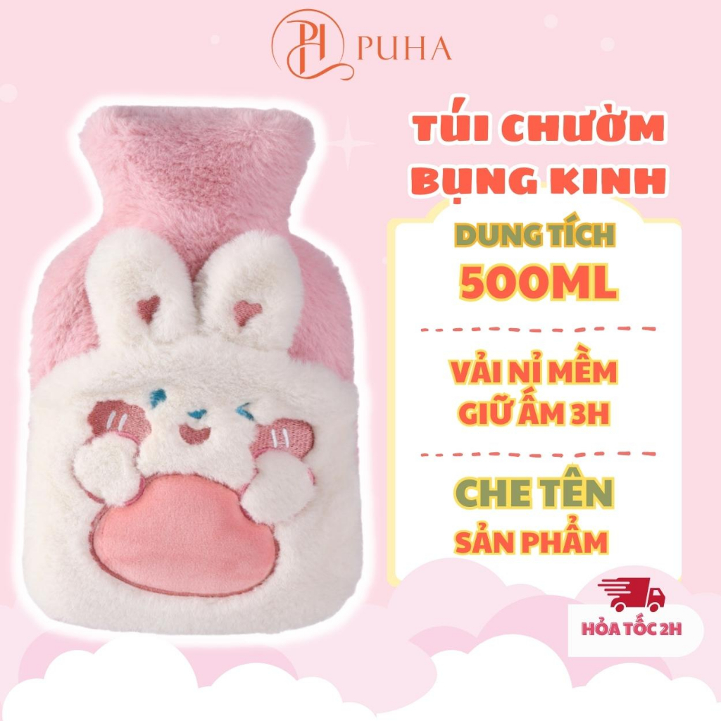 Ảnh Túi chườm nóng lạnh đa năng Puha 500ml họa tiết thỏ bunny dễ thương quà tặng bạn gái 1