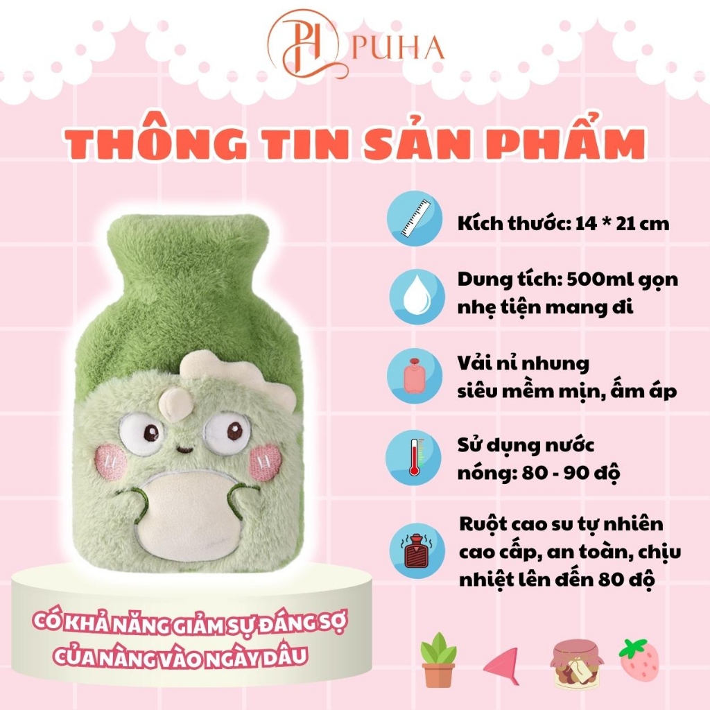 Ảnh Túi chườm bụng kinh nóng lạnh đa năng Puha 500ml cho bạn nữ sử dụng ngày dâu 4
