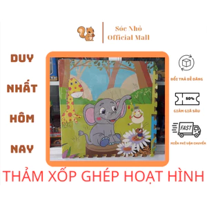 Thảm xốp ghép hoạt hình (bộ 4 miếng 60x60cm) vừa quây bóng hình vuông