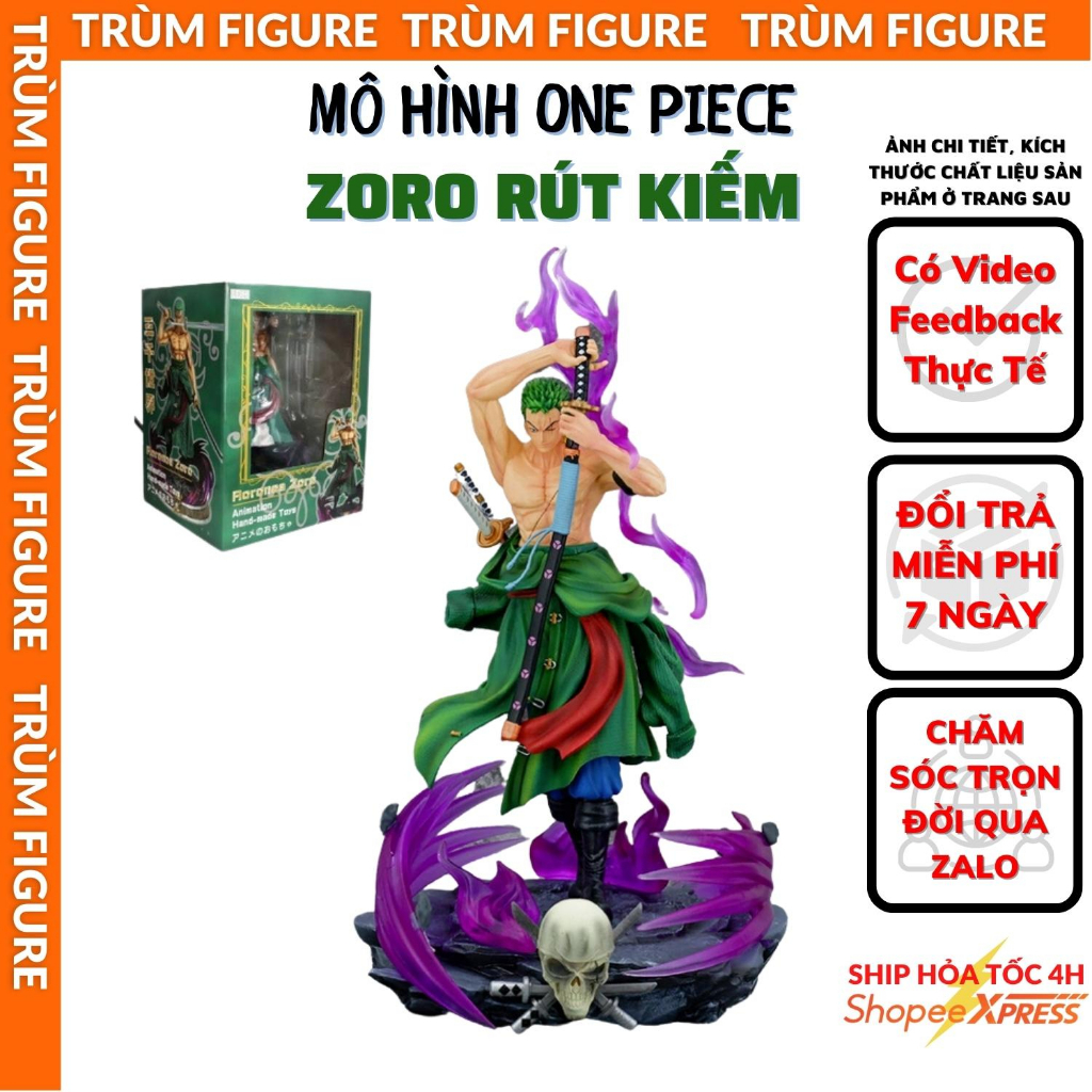 Mô hình, Figure One Piece Zoro rút kiếm trạng thái chuẩn bị chiến đấu