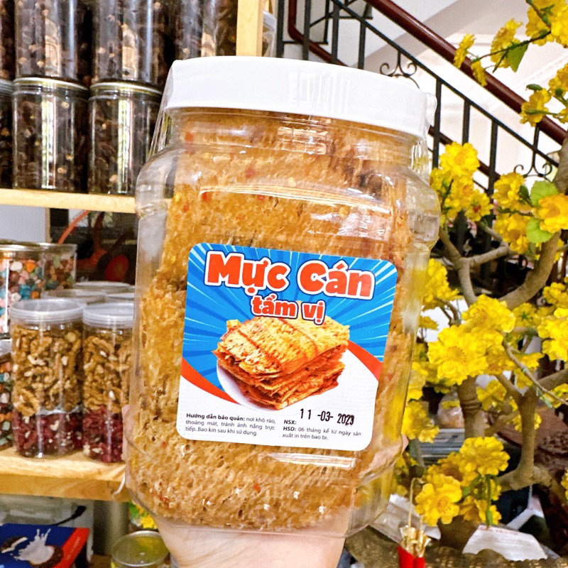 Mực Cán Tẩm Vị VSATTP Cao Cấp loại ngon đặc biệt - Đặc Sản Nha Trang -Hộp 500G