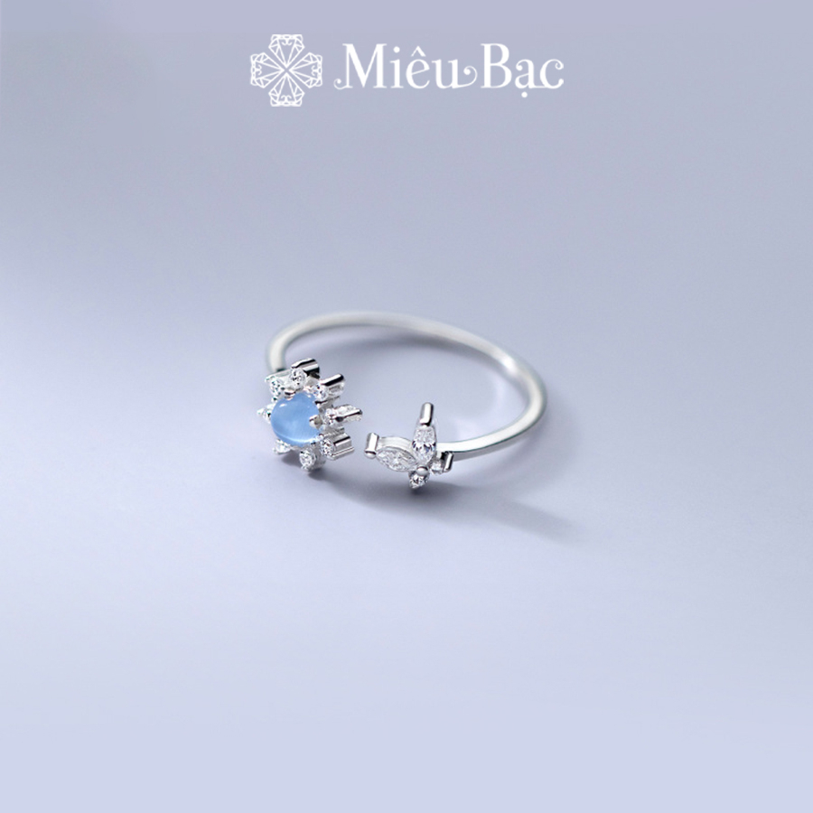 Nhẫn bạc nữ Miêu Bạc hoa mặt trời đá opal bản hở chất liệu s925 phụ kiện trang sức xinh MN18