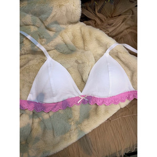 Áo bralette cotton White viền thô boi - design by Mimi-house