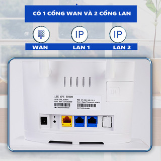 Cục phát wifi từ sim 4G, bộ phát wifi 4G CPE TU909 có 3 cổng WAN/LAN, 2 ăng ten