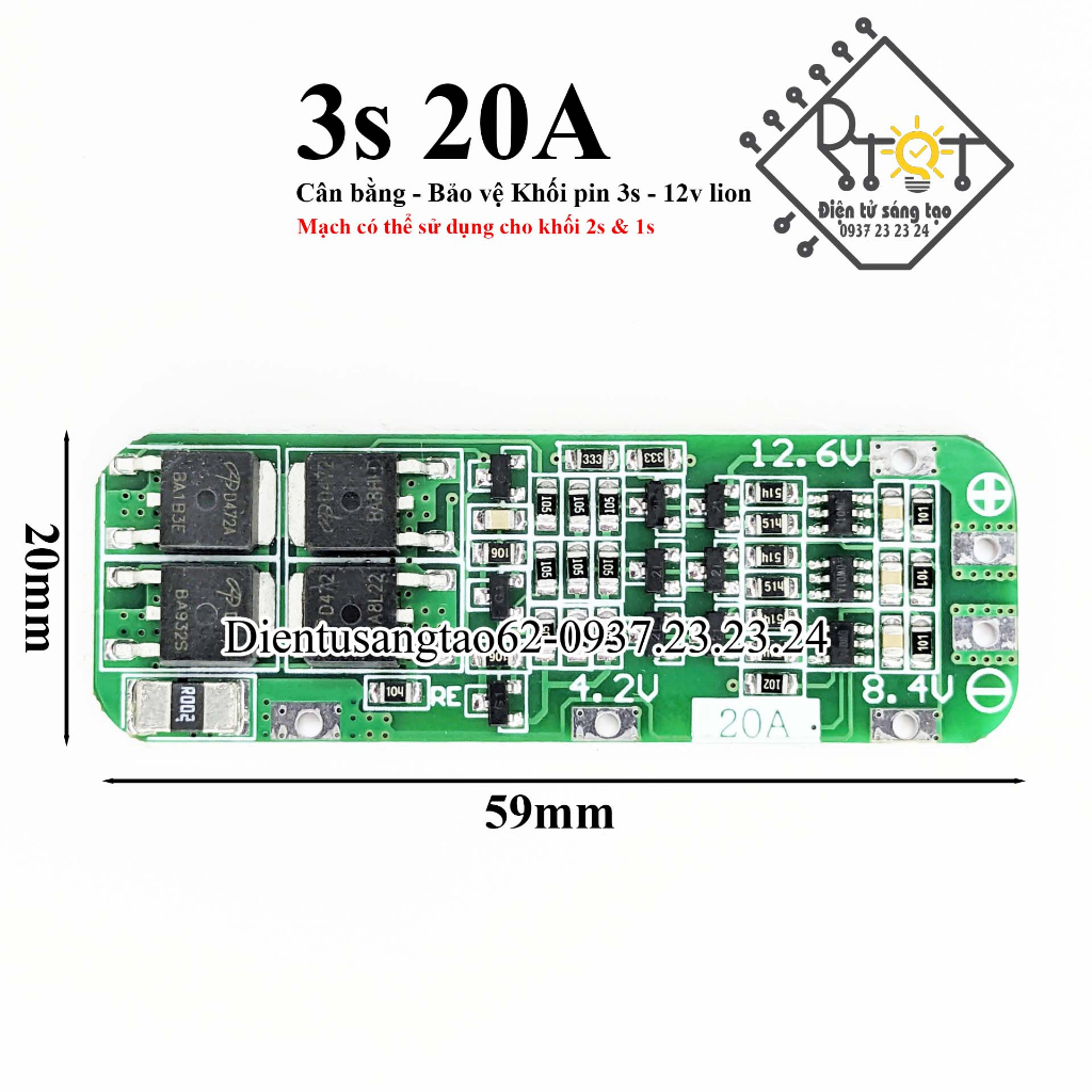 [ DTST62 ] Mạch 3S 12V 20A recovery bảo vệ pin Li-ion 3.7V | Shopee ...