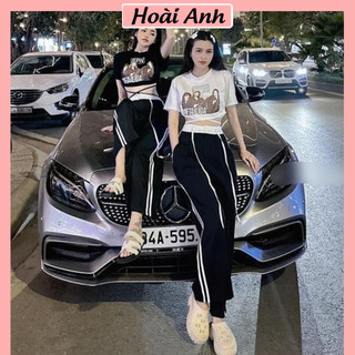 Set Bộ Đồ Nữ Áo Croptop SPIN Dây Buộc Bụng MIx Quần Suông Phối Cạp Freesize