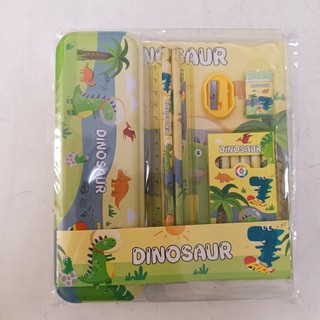Bộ Dụng Cụ Học Tập 7 Món, Đồ Dùng Học Tập Cho Bé - Combo Hộp Đựng Bút Mẫu Người Nhện/ Khủng Long (không vỏ hộp quà)