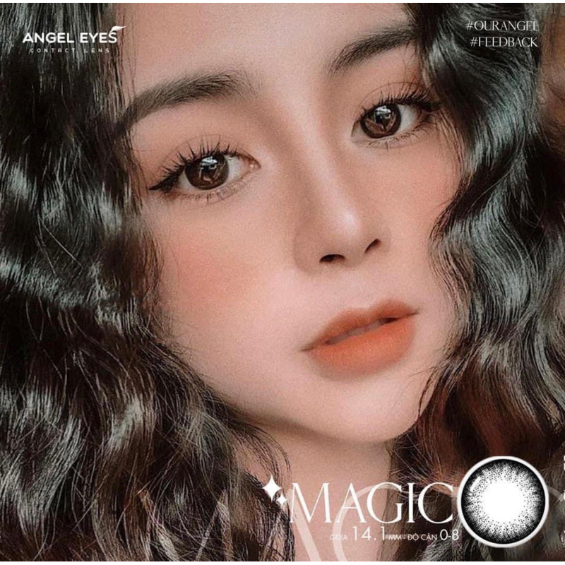 Lens đen giãn tròng 14.5mm Magic black có cận 6 Tháng Hàn Quốc Gamilens